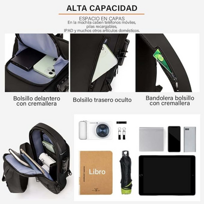 Mochila Antirrobo: Impermeable y Puerto USB